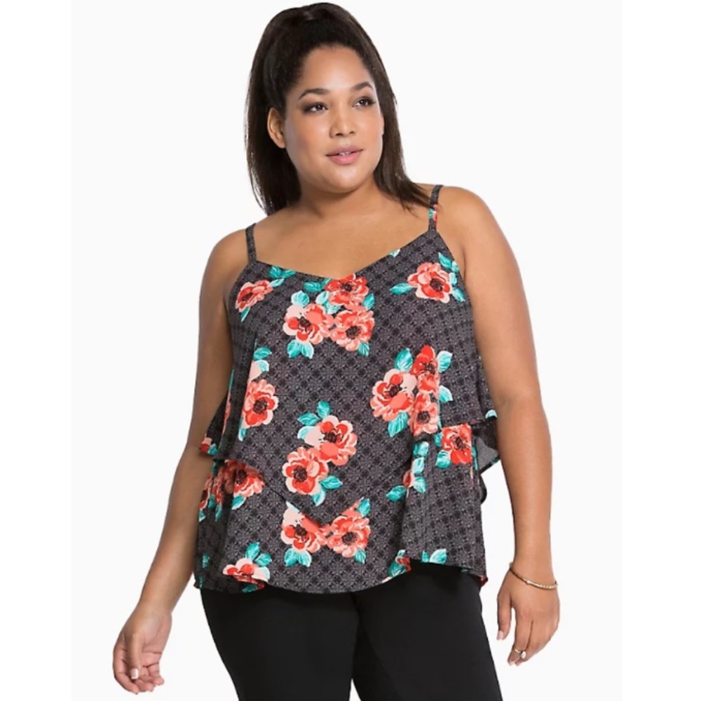TORRID Floral Layered Criss Cross Cami Top